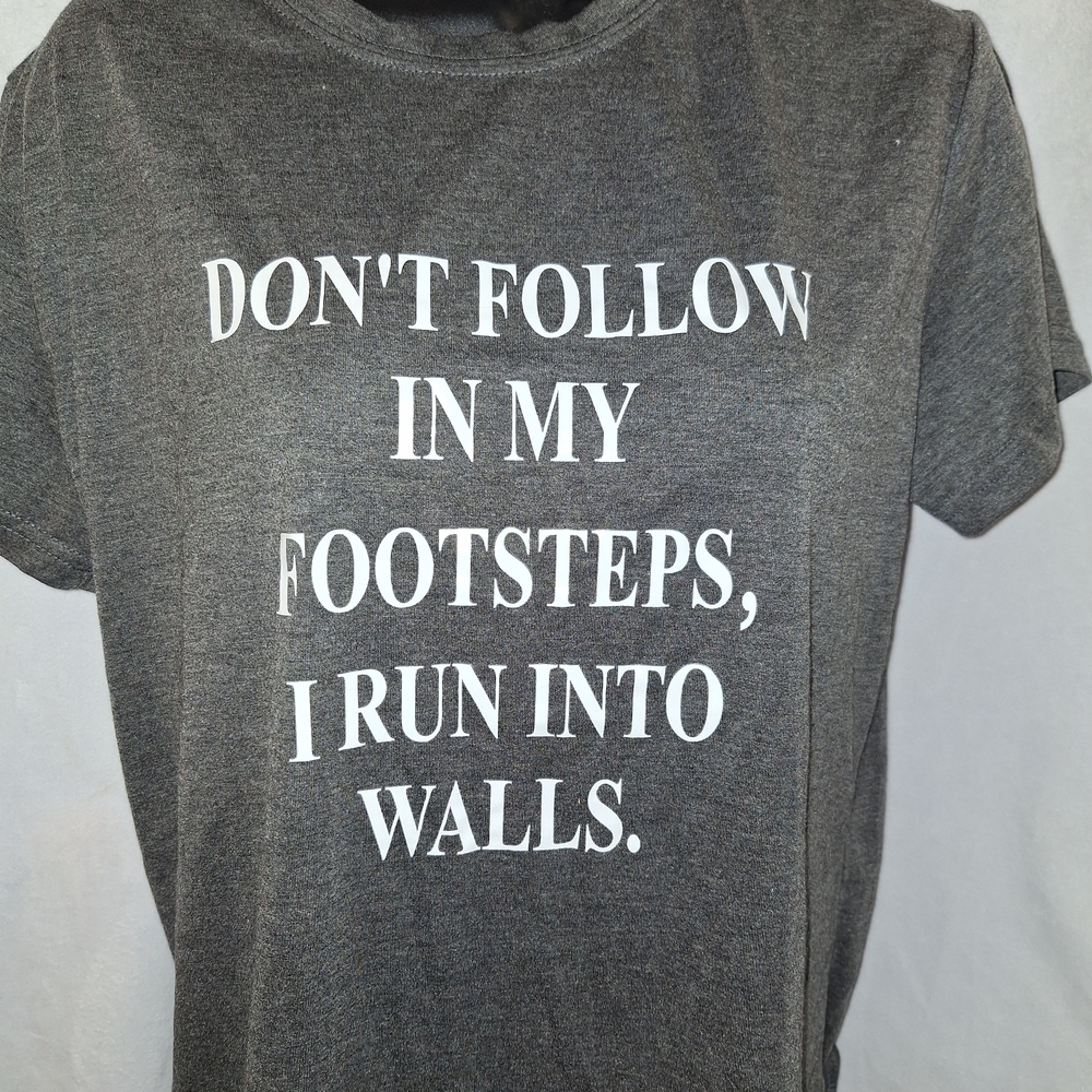 SHEIN Dark Gray T-Shirt with White Print